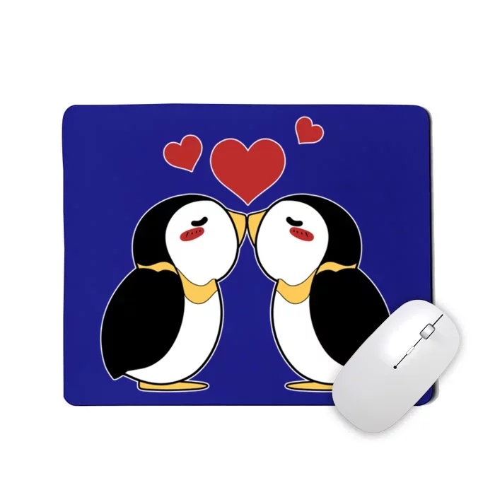 Cute Penguin Lovers Kissing Heart Valentine's Day Gift Mousepad