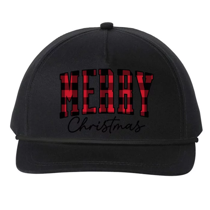 Cool Plaid Merry Christmas Snapback Five-Panel Rope Hat