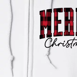 Cool Plaid Merry Christmas Full Zip Hoodie