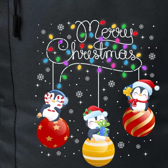 Cute Penguins Merry Christmas Lights Ornats Balls Pajama Funny Gift Daily Commute Backpack