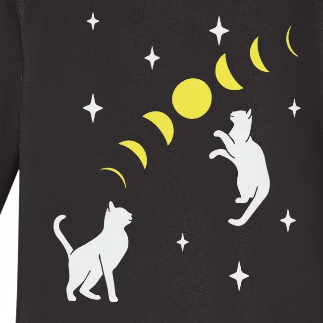 Cats Playing Moonphase Retro Stars Cat Mom Dad Lover Tank Top Baby Long Sleeve Bodysuit