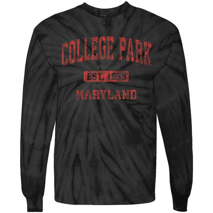 College Park Maryland Md Vintage Athletic Tie-Dye Long Sleeve Shirt