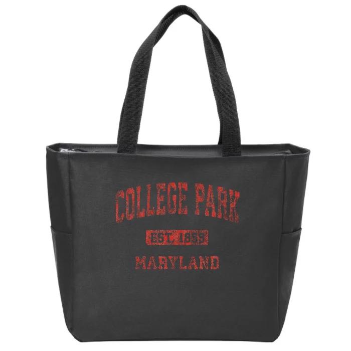 College Park Maryland Md Vintage Athletic Zip Tote Bag