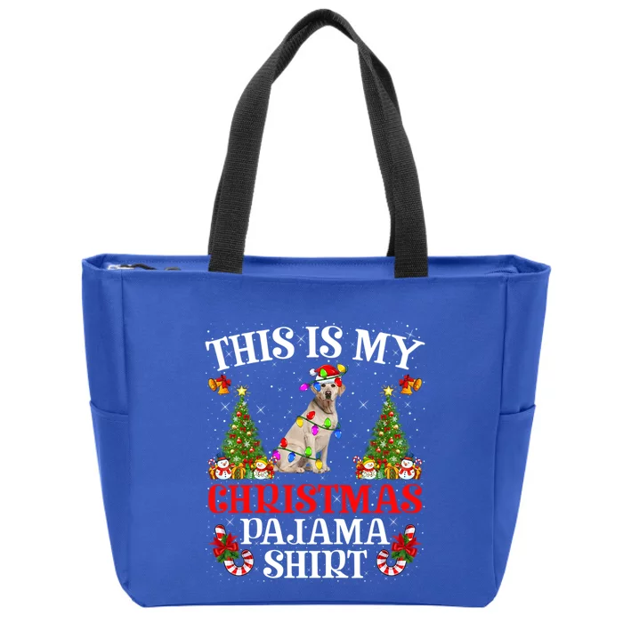 Christmas Pajama Meaningful Gift Lighting Labrador Retriever Dog Xmas Gift Zip Tote Bag