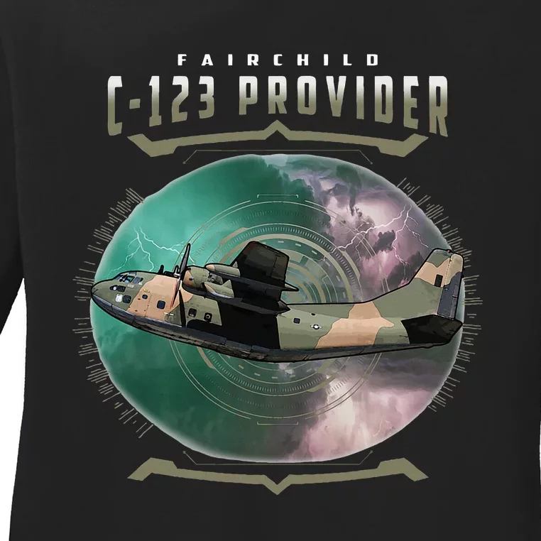 C123 Provider Military Transport Aircraft Pilot Veteran Ladies Long Sleeve Shirt