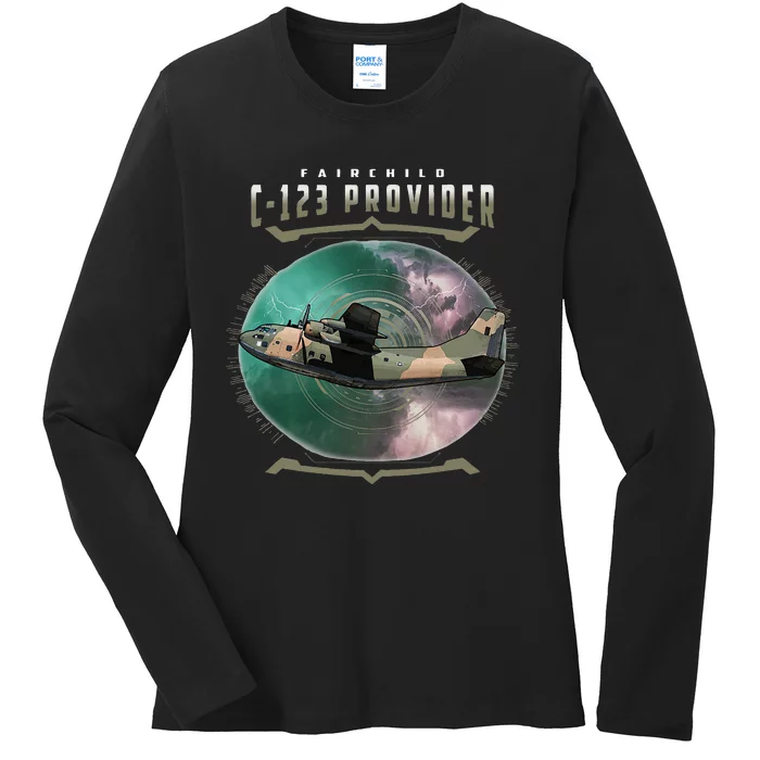 C123 Provider Military Transport Aircraft Pilot Veteran Ladies Long Sleeve Shirt