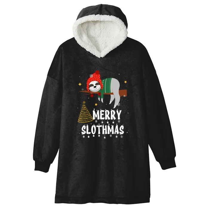 Christmas Pajama Merry Slothmas For Sloth Lovers Gift Hooded Wearable Blanket