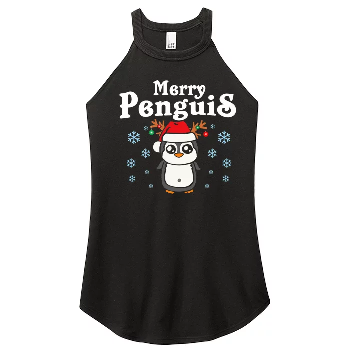 Christmas Penguin Merry Penguis Funny Santa Norwegian Bird Women’s Perfect Tri Rocker Tank