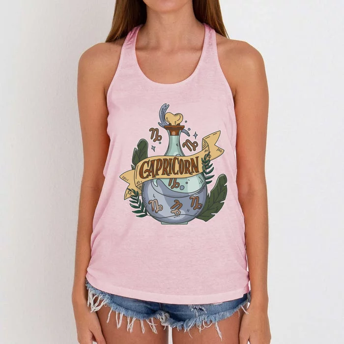 Capricorn Potion Magical Astrology Cool Gift Women's Knotted Racerback Tank