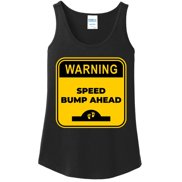 Cute Pregnant Mom Funny Warning Speed Bump Ahead Sign Ladies Essential Tank