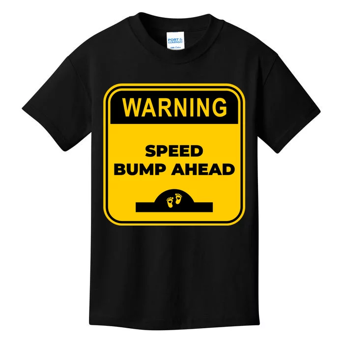 Cute Pregnant Mom Funny Warning Speed Bump Ahead Sign Kids T-Shirt