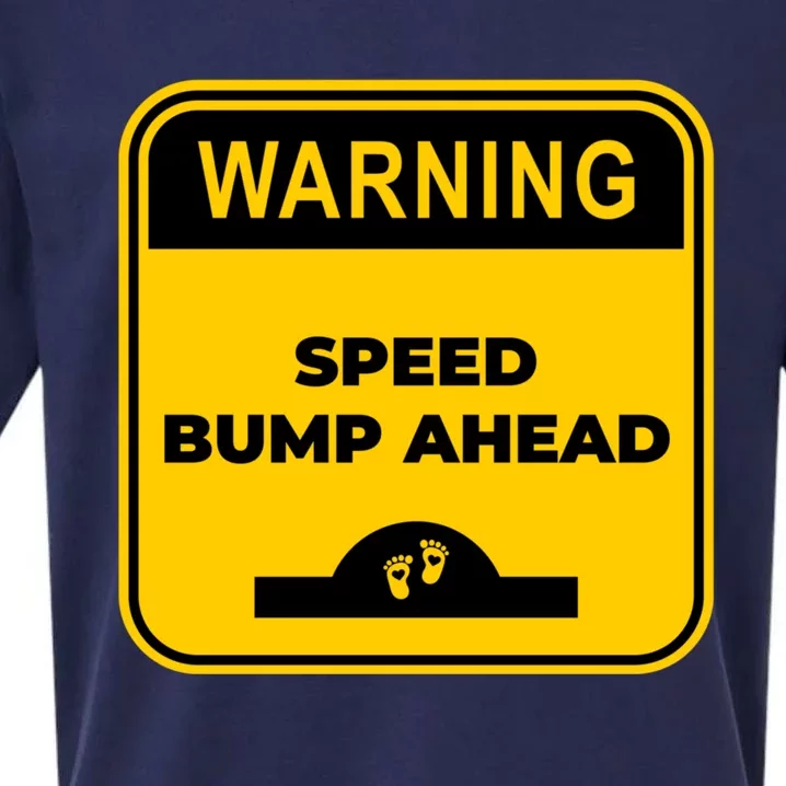 Cute Pregnant Mom Funny Warning Speed Bump Ahead Sign Sueded Cloud Jersey T-Shirt