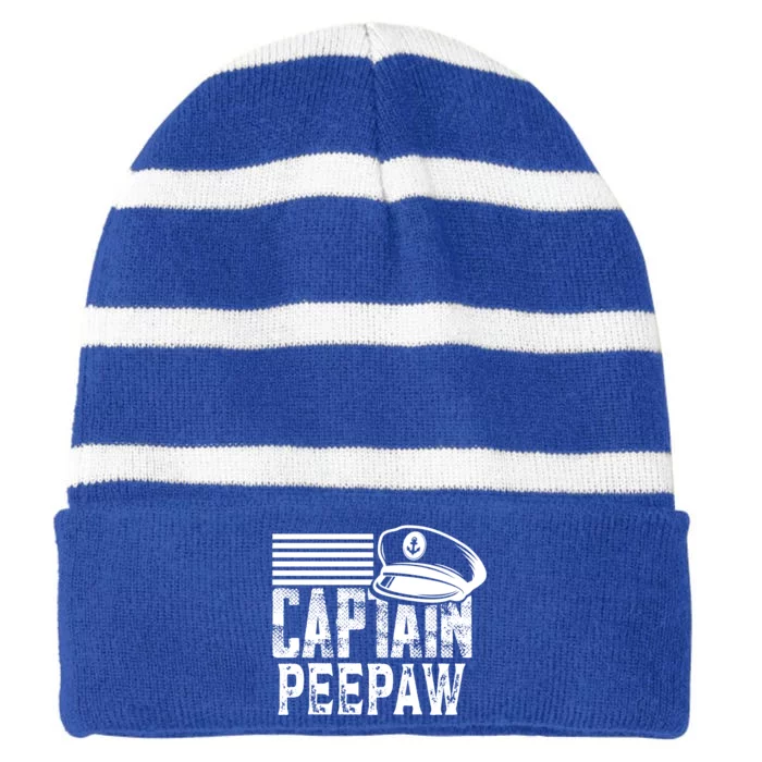 Captain Peepaw Meaningful Gift Sailing Captain Hat Boat Owner Boating Meaningful Striped Beanie with Solid Band