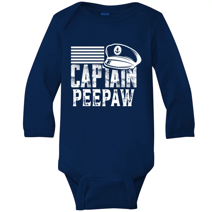 Captain Peepaw Meaningful Gift Sailing Captain Hat Boat Owner Boating Meaningful Baby Long Sleeve Bodysuit