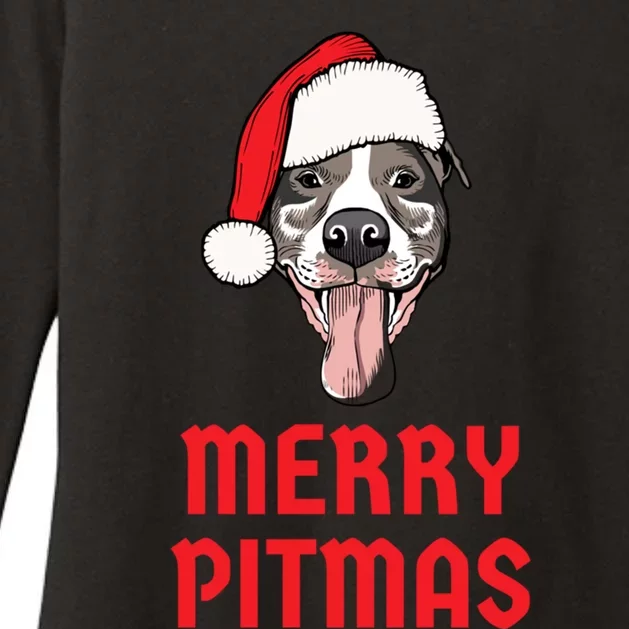 Christmas Pitbull Merry Pitmas Funny Pitbull Christmas Gift Womens CVC Long Sleeve Shirt