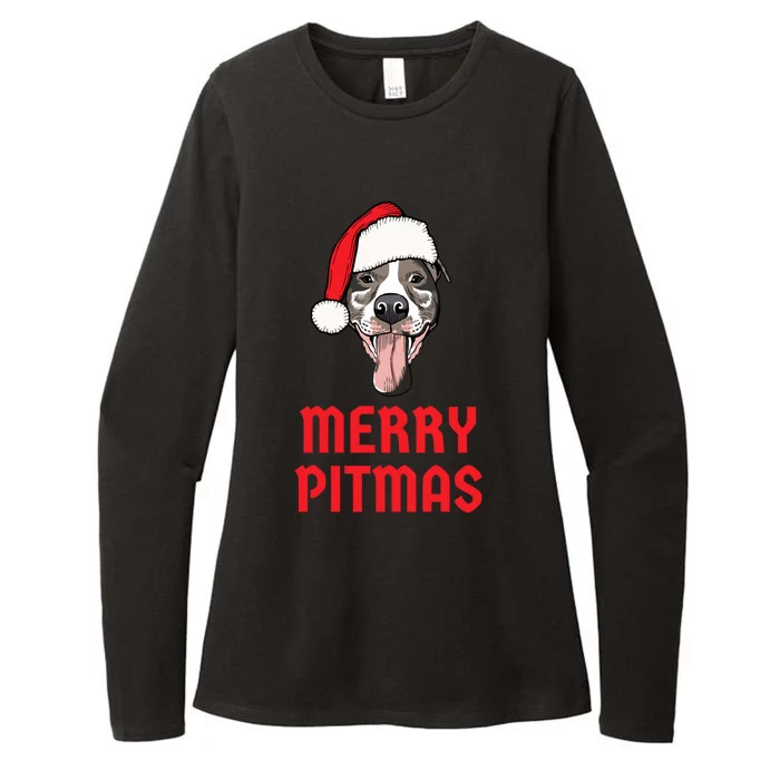 Christmas Pitbull Merry Pitmas Funny Pitbull Christmas Gift Womens CVC Long Sleeve Shirt