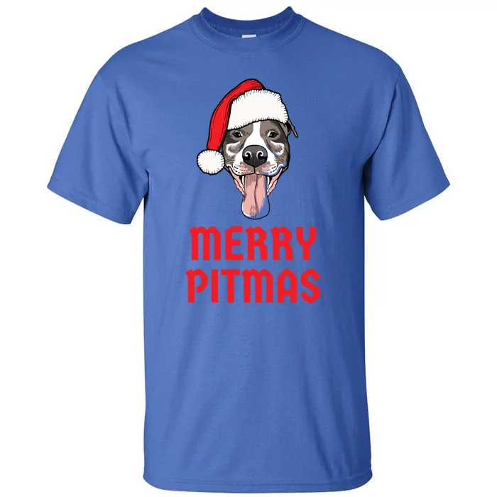 Christmas Pitbull Merry Pitmas Funny Pitbull Christmas Gift Tall T-Shirt