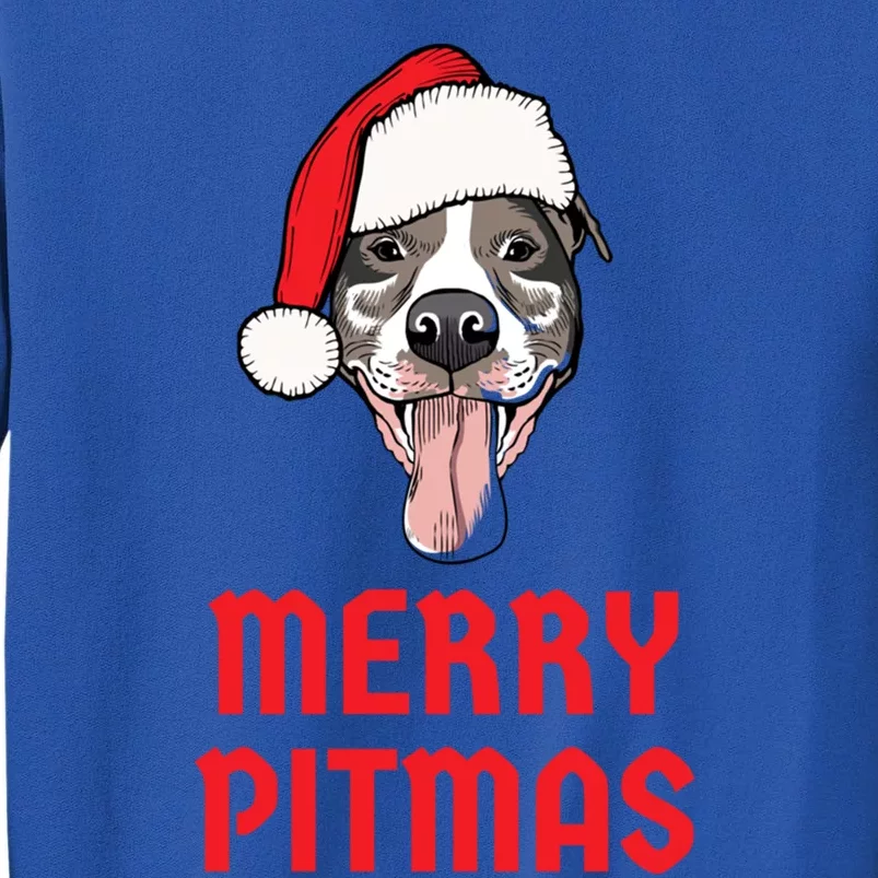 Christmas Pitbull Merry Pitmas Funny Pitbull Christmas Gift Tall Sweatshirt