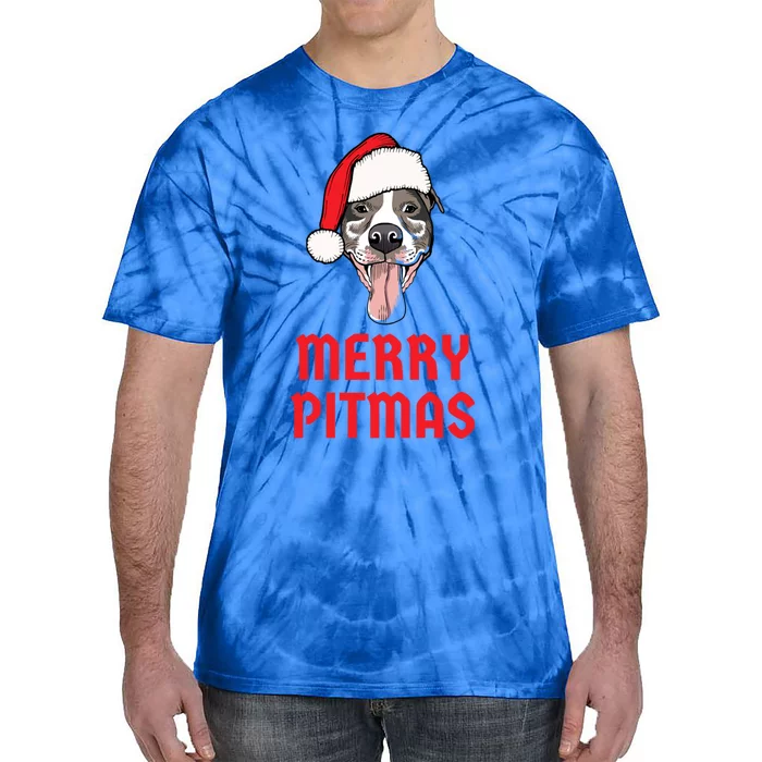 Christmas Pitbull Merry Pitmas Funny Pitbull Christmas Gift Tie-Dye T-Shirt