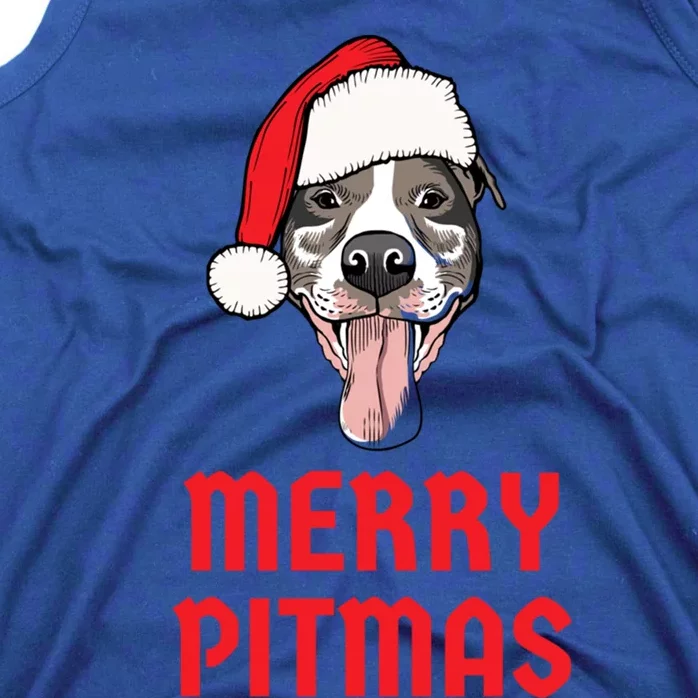 Christmas Pitbull Merry Pitmas Funny Pitbull Christmas Gift Tank Top