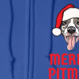 Christmas Pitbull Merry Pitmas Funny Pitbull Christmas Gift Full Zip Hoodie