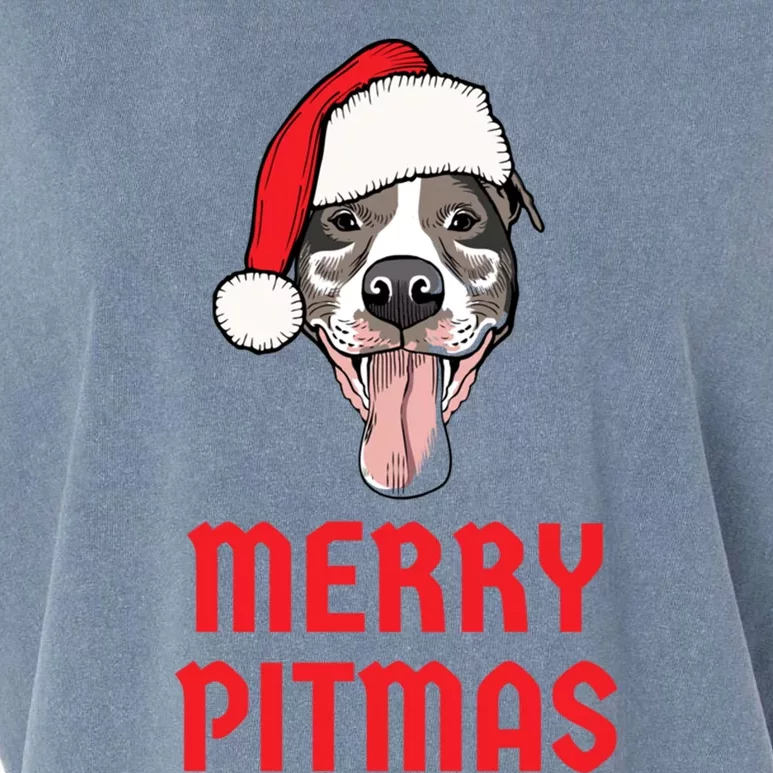 Christmas Pitbull Merry Pitmas Funny Pitbull Christmas Gift Garment-Dyed Women's Muscle Tee