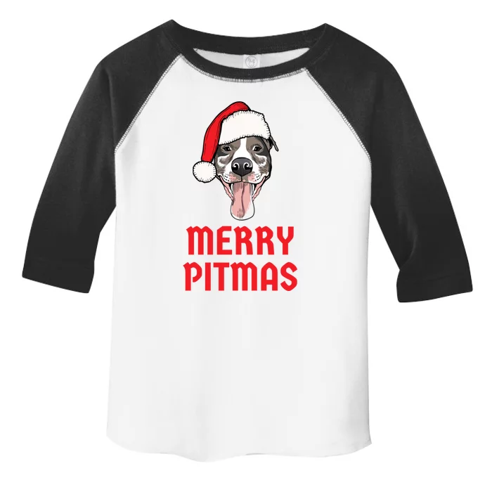 Christmas Pitbull Merry Pitmas Funny Pitbull Christmas Gift Toddler Fine Jersey T-Shirt