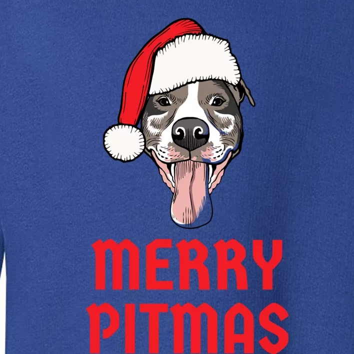 Christmas Pitbull Merry Pitmas Funny Pitbull Christmas Funny Gift Toddler Sweatshirt