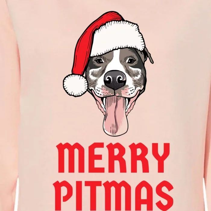 Christmas Pitbull Merry Pitmas Funny Pitbull Christmas Funny Gift Womens California Wash Sweatshirt