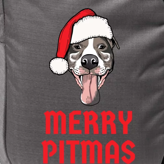 Christmas Pitbull Merry Pitmas Funny Pitbull Christmas Funny Gift Impact Tech Backpack