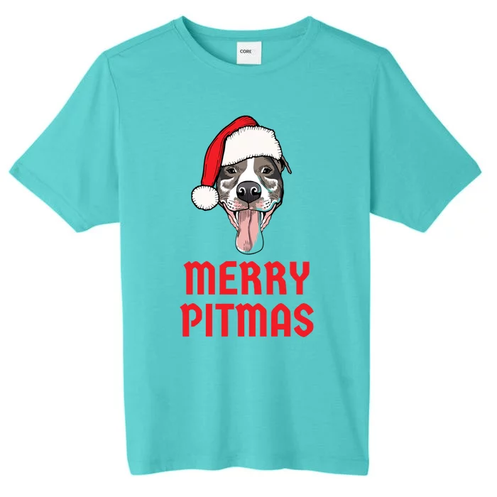 Christmas Pitbull Merry Pitmas Funny Pitbull Christmas Funny Gift ChromaSoft Performance T-Shirt