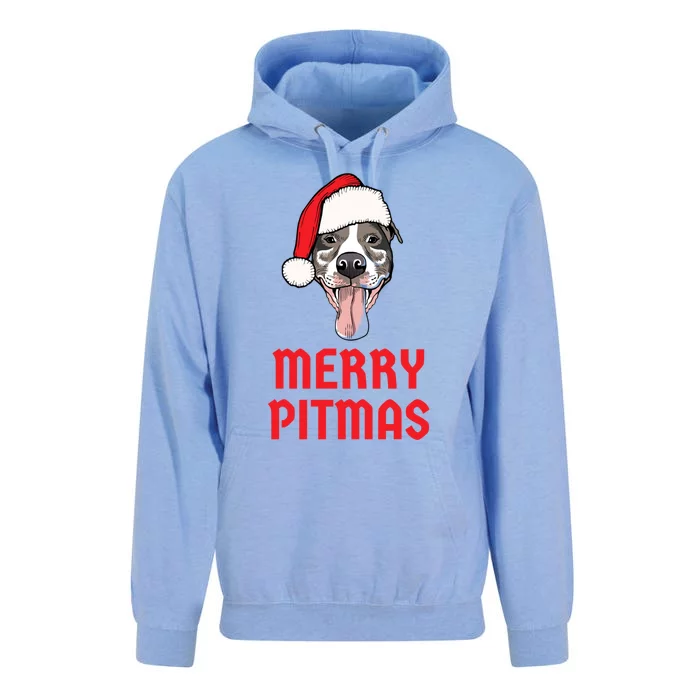 Christmas Pitbull Merry Pitmas Funny Pitbull Christmas Funny Gift Unisex Surf Hoodie