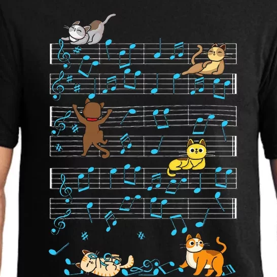 Cat Playing Music Note Kitty Cute Musician Kitten Pet Pajama Set