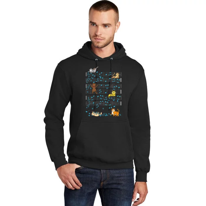 Cat Playing Music Note Kitty Cute Musician Kitten Pet Tall Hoodie