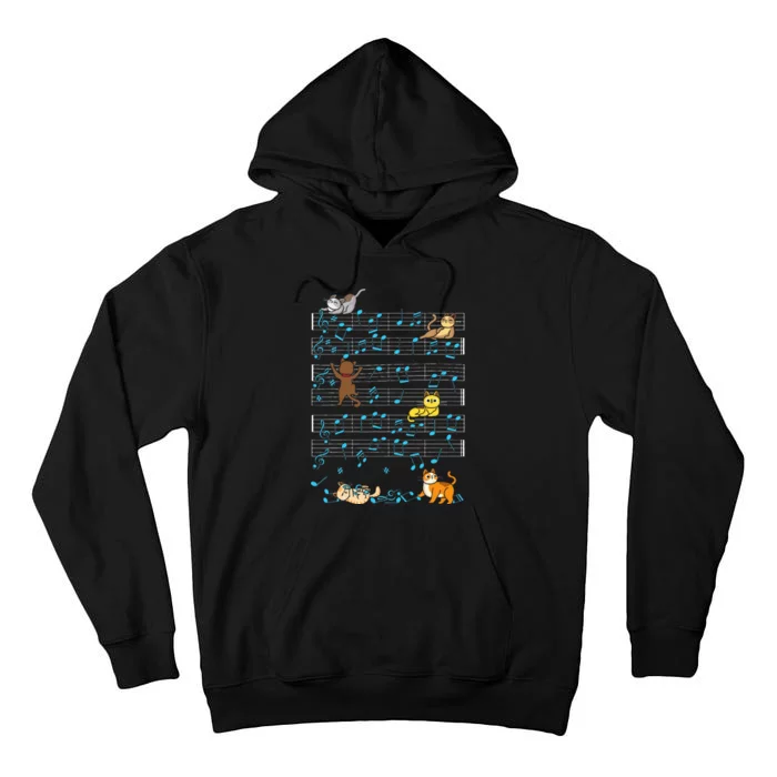 Cat Playing Music Note Kitty Cute Musician Kitten Pet Tall Hoodie