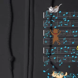 Cat Playing Music Note Kitty Cute Musician Kitten Pet Full Zip Hoodie