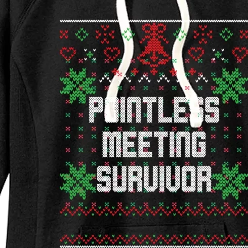 Christmas Pointless Meeting Survivor Ugly Office Women's Fleece Hoodie