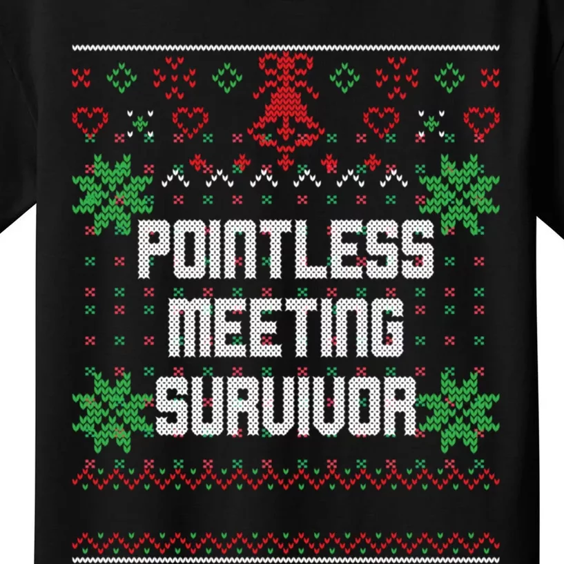 Christmas Pointless Meeting Survivor Ugly Office Kids T-Shirt