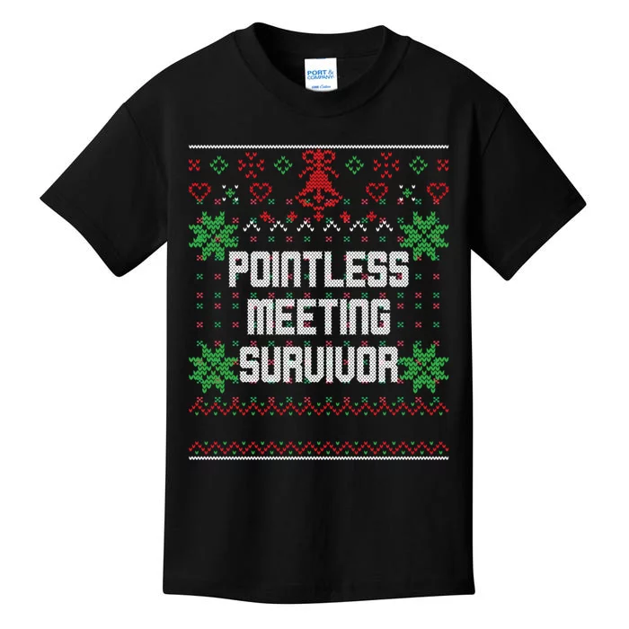 Christmas Pointless Meeting Survivor Ugly Office Kids T-Shirt