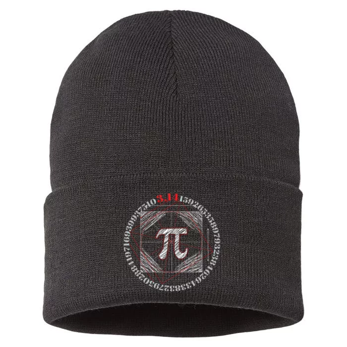 Cool Pi March 14 Math Day Mathematics Happy Pi Day Gift Sustainable Knit Beanie