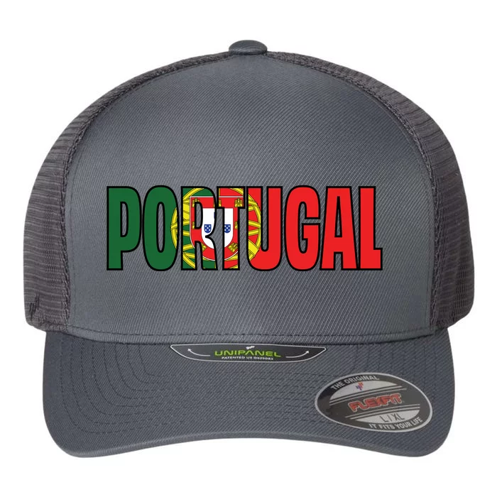 Cool Portugal Mashup Word Flag Flexfit Unipanel Trucker Cap