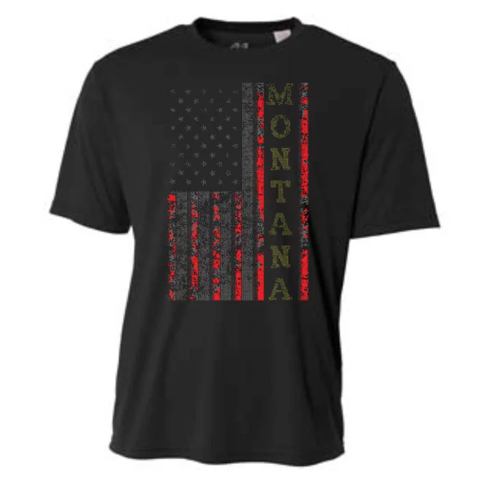 Cool Patriotic Montana Usa Us Flag Cooling Performance Crew T-Shirt