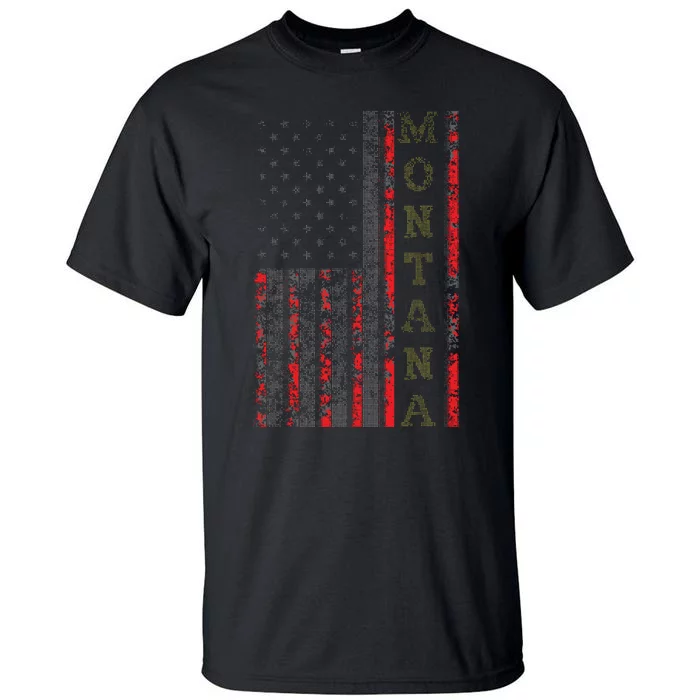 Cool Patriotic Montana Usa Us Flag Tall T-Shirt