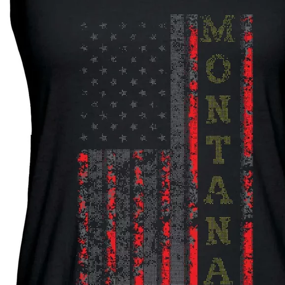 Cool Patriotic Montana Usa Us Flag Ladies Essential Flowy Tank