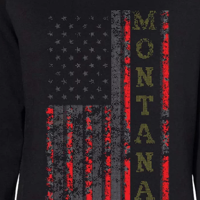 Cool Patriotic Montana Usa Us Flag Womens California Wash Sweatshirt