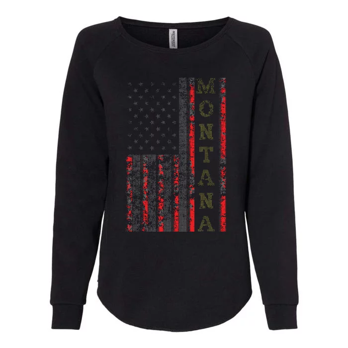 Cool Patriotic Montana Usa Us Flag Womens California Wash Sweatshirt