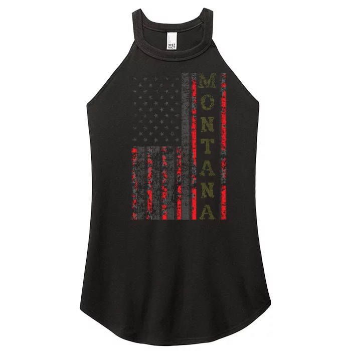 Cool Patriotic Montana Usa Us Flag Women’s Perfect Tri Rocker Tank