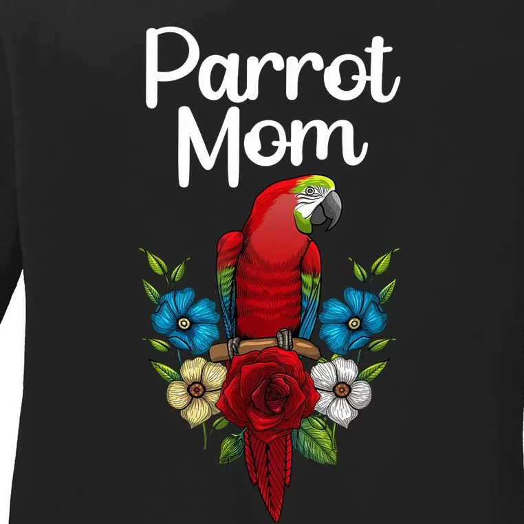 Cool Parrot Mom For Wo Girls Tropical Bird Lovers Owners Ladies Long Sleeve Shirt