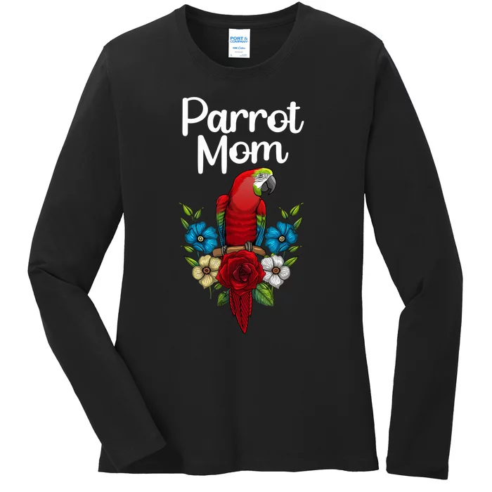 Cool Parrot Mom For Wo Girls Tropical Bird Lovers Owners Ladies Long Sleeve Shirt