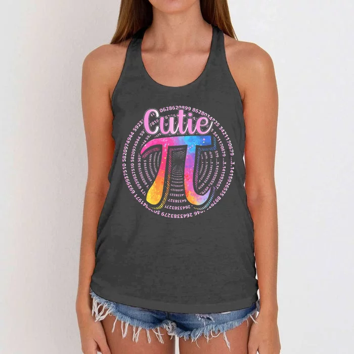 Cutie Pi Math Pun Cutie Pie for Pi funny teacher Women's Knotted Racerback Tank